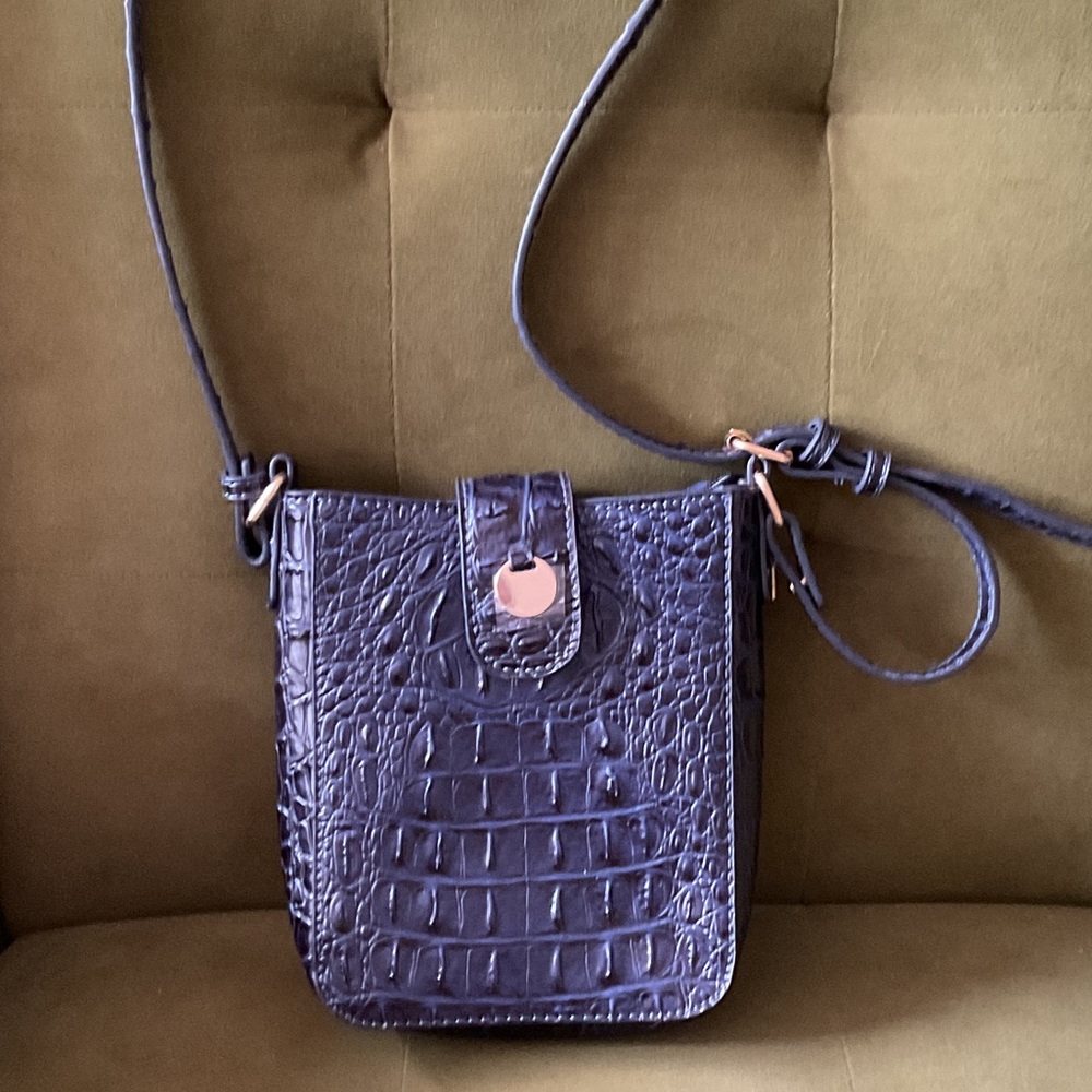 💜🧡Elegant Crocodile-Embossed Purple -Blue Crossbody Bag